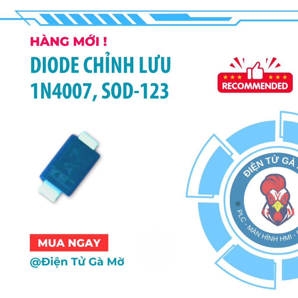 [10 CONS] ไดโอดเรียงกระแสวางขนาดเล็ก, 1N4007W 1N4007 A7 1000V SOD-123 ใหม่นําเข้า