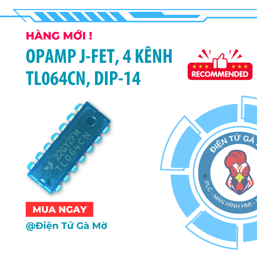 [1 CON] OPAMP J-FET 4 Channel, TL064CN DIP-14 นําเข้าใหม่