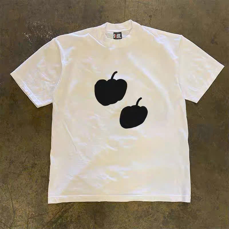 เสื้อยืด Miuzi เสื้อเชิ้ตผ้าฝ้ายสุดเท่ของ apple สีดํา2c. DT646