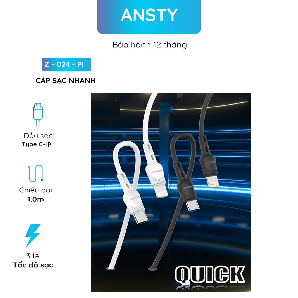 Ansty Fast สายชาร์จ Z 024- PI 3.1a / Z 024- PT 5.1a / Z 024- I 3.1a / Z 024- T 3.1a / Z 024- A 3.1a 