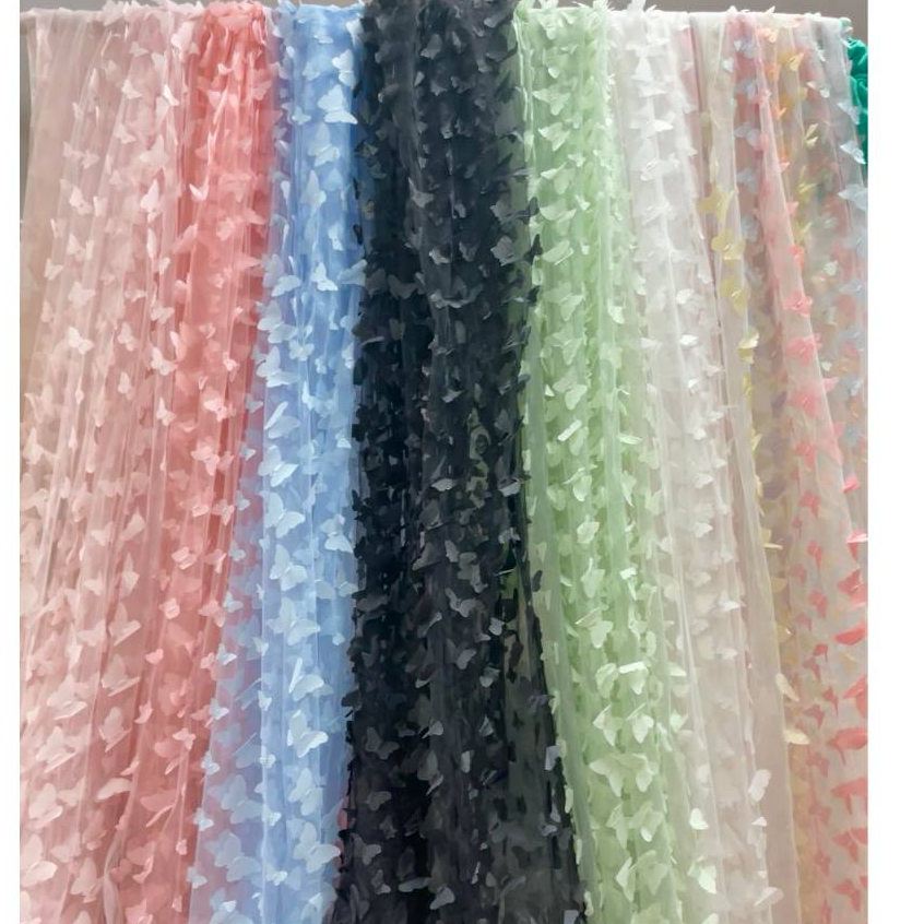 ALICE HOUSE ผ้าคลุมไหล่บิกินี่ผ้าชีฟองตาข่ายผีเสื้อ 3D ซีทรูหลากสี - รูปที่ 6