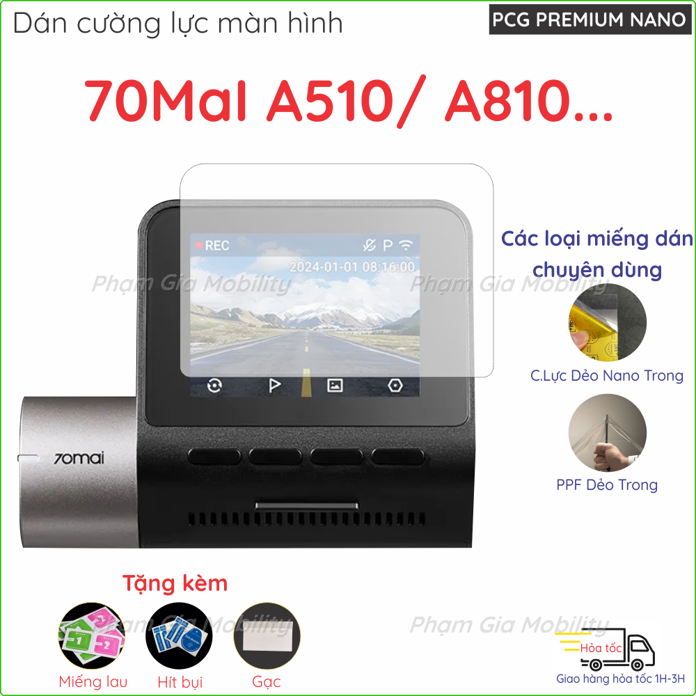 [Combo of 2 ชิ้น] ฟิล์มกันรอยกล้องแดชบอร์ด 70MaI 70 Mai A200/ A510/ A810/ VIETMAP SPEEDMAP M2...