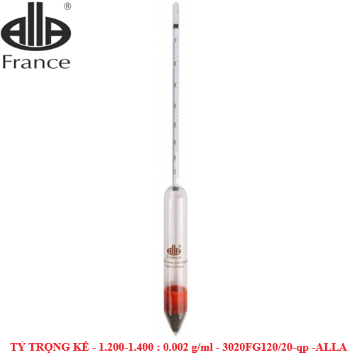Hydrometer 1,000-1,400: 0.002 g/ml Tp 20 C รหัส: 3020FG120/20-qp ยี่ห้อ: ALLA FRANCE ใหม่ 100%