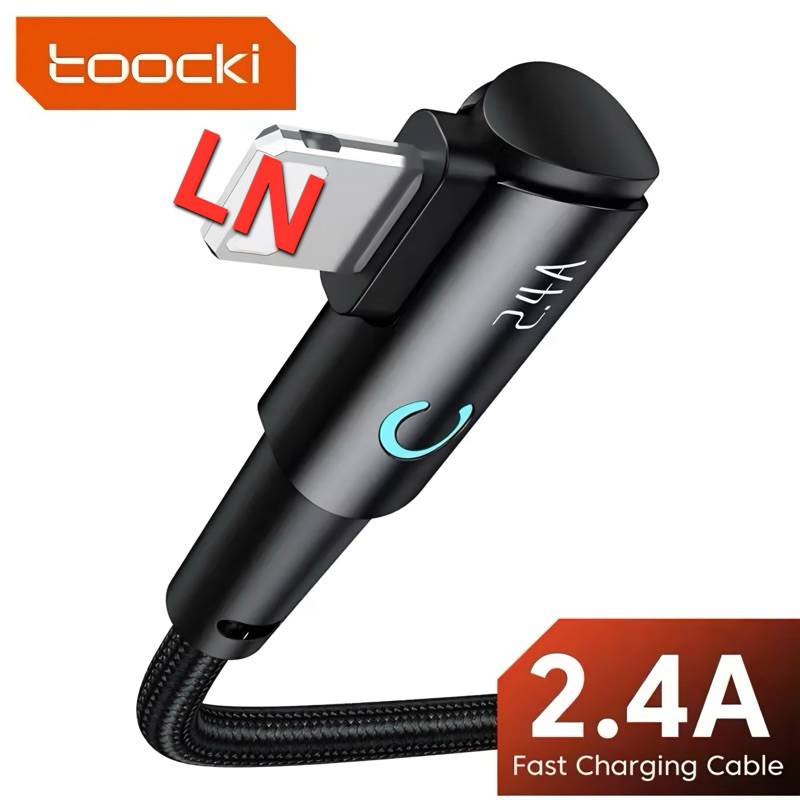 ( Toocki 12W ) สายชาร์จเร็ว Toocki 12W USB-A ผ่าน LN พร้อมการออกแบบ L Led 90 องศา ลวดถักทนทานและสะดว