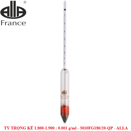 Hydrometer 18,000-1.900: 0.001 g/ml Tp 20 C รหัส: 3010FG180/20-QP ยี่ห้อ: ALLA FRANCE ใหม่ 100%