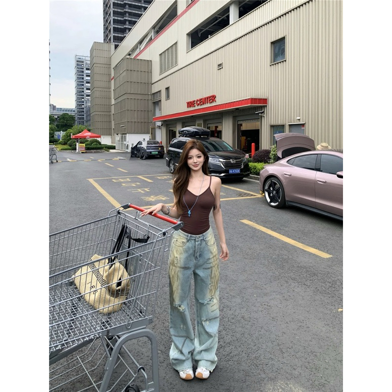 กางเกงยีนส์ขากระบอก ลักษณะ ขาด 0939