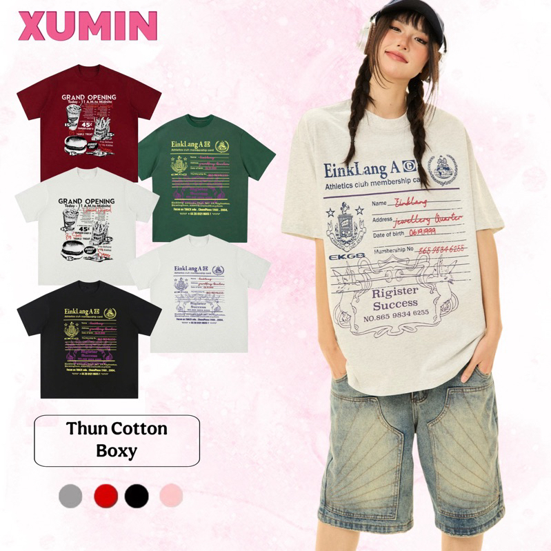 Boxy Cotton 2-Way Boxy T-Shirt, Loose Boxy Design, สบายสําหรับผู้ชายและผู้หญิง, พิมพ์ในหลายประเภท (B