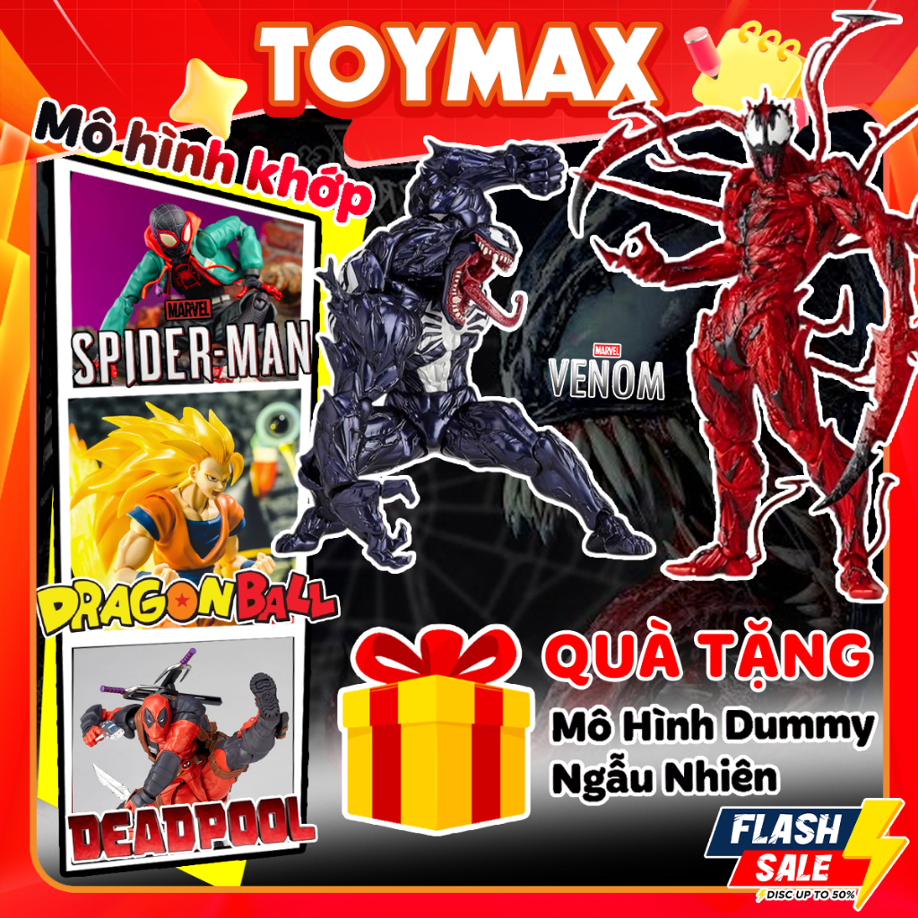 Venom Carnage Marvel Spiderman รุ่น Agent Venom revotech ของเล่นพร้อมข้อต่อเคลื่อนที่ตกแต่ง 20 ซม. T