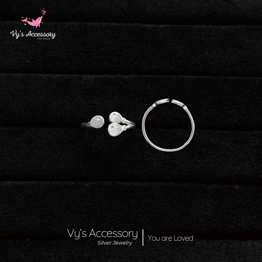 Freesize Vys Accessory NT56 แหวนเงินธรรมดาบุคลิกภาพสําหรับผู้หญิง