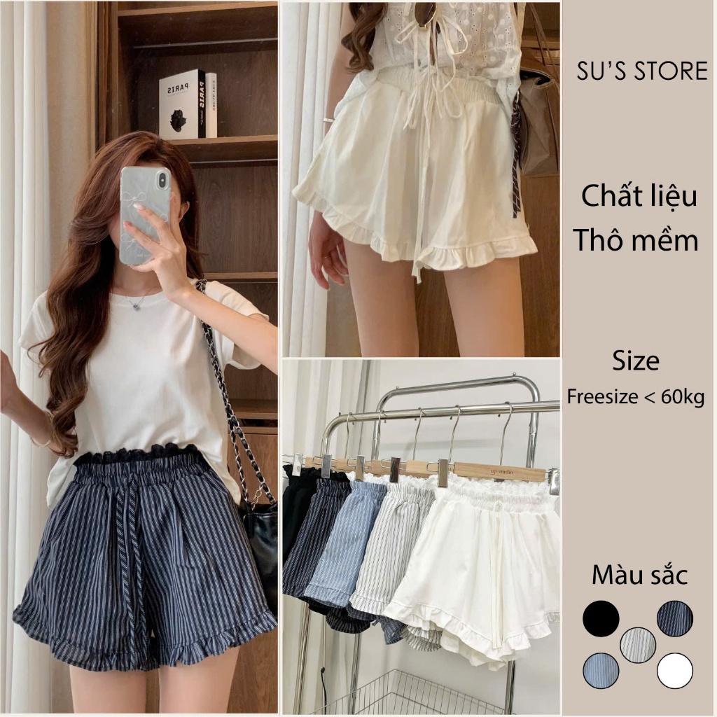 Susstore Q509 กางเกงขาสั้นแฟชั่นสตรีลูกไม้นุ่ม