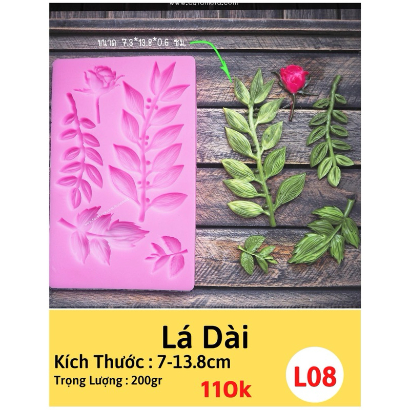 แม่พิมพ์ซิลิโคน Hong Pat สําหรับสร้างใบกุหลาบ - L08