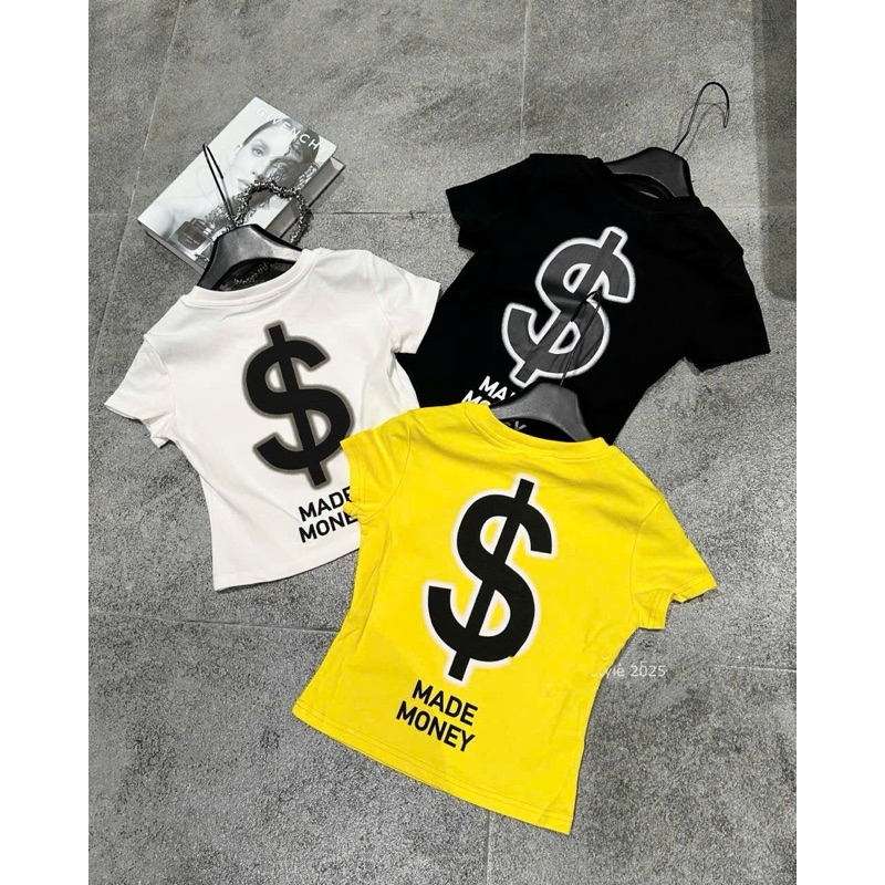 เสื้อยืด $ FROM Huged CROPTOP WITH SLEEVES MS10208