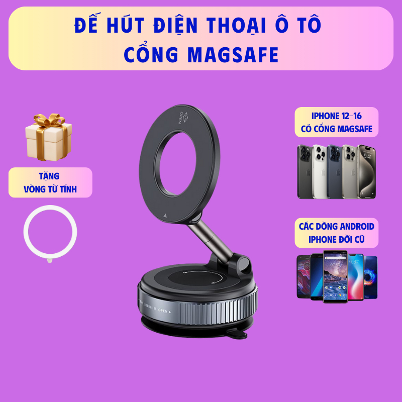 [รวมวงแหวนแม่เหล็ก] ที่วางสูญญากาศ Magsafe สําหรับ iPhone – Super Strong, Apple Standard