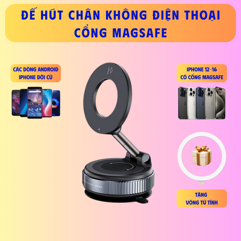 [รวมวงแหวนแม่เหล็ก] แท่นยึดโทรศัพท์แบบสุญญากาศแบบโลหะผสม – Magsafe พับได้ 2025