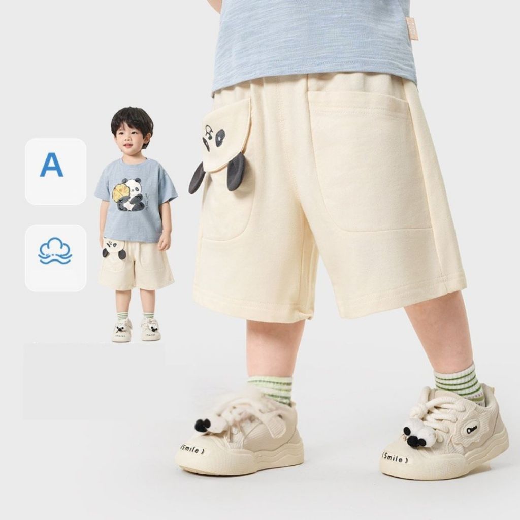 กางเกงขาสั้นผ้าสักหลาดสําหรับเด็กทารกทําจากผ้าฝ้ายคุณภาพสูงกางเกงขาสั้นเด็กชายฤดูร้อนสบายและโปร่ง ย9