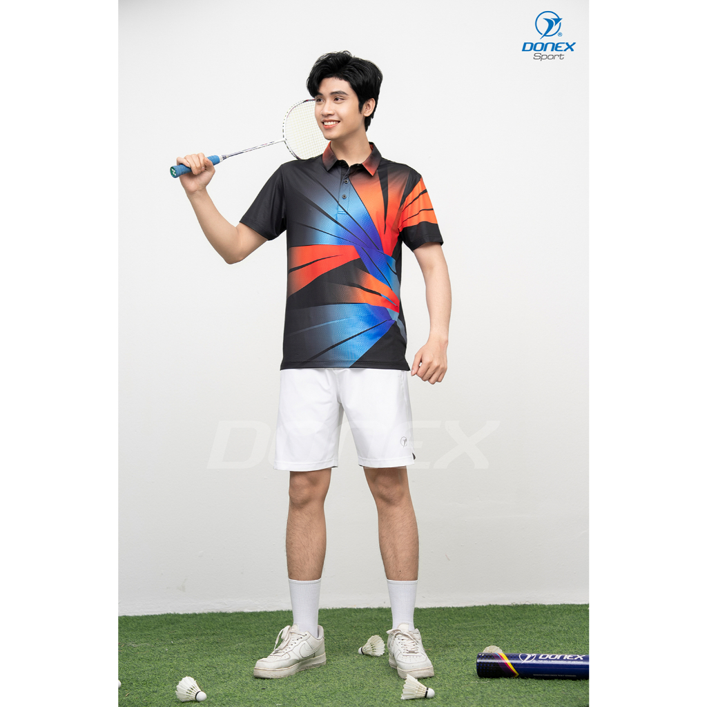 เสื้อแบดมินตันคอปกผู้ชาย Donex Sport MC 9150 ผ้า Poly Spandex ระบายอากาศได้ดี ยืดหยุ่นดี