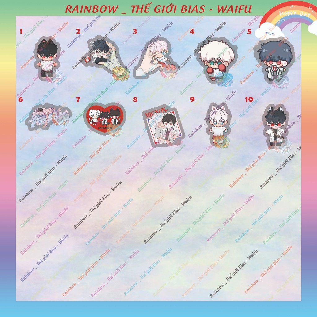 เข็มกลัด Mignon micha, แหวนอะคริลิค Mignon manhwa อะนิเมะ bl