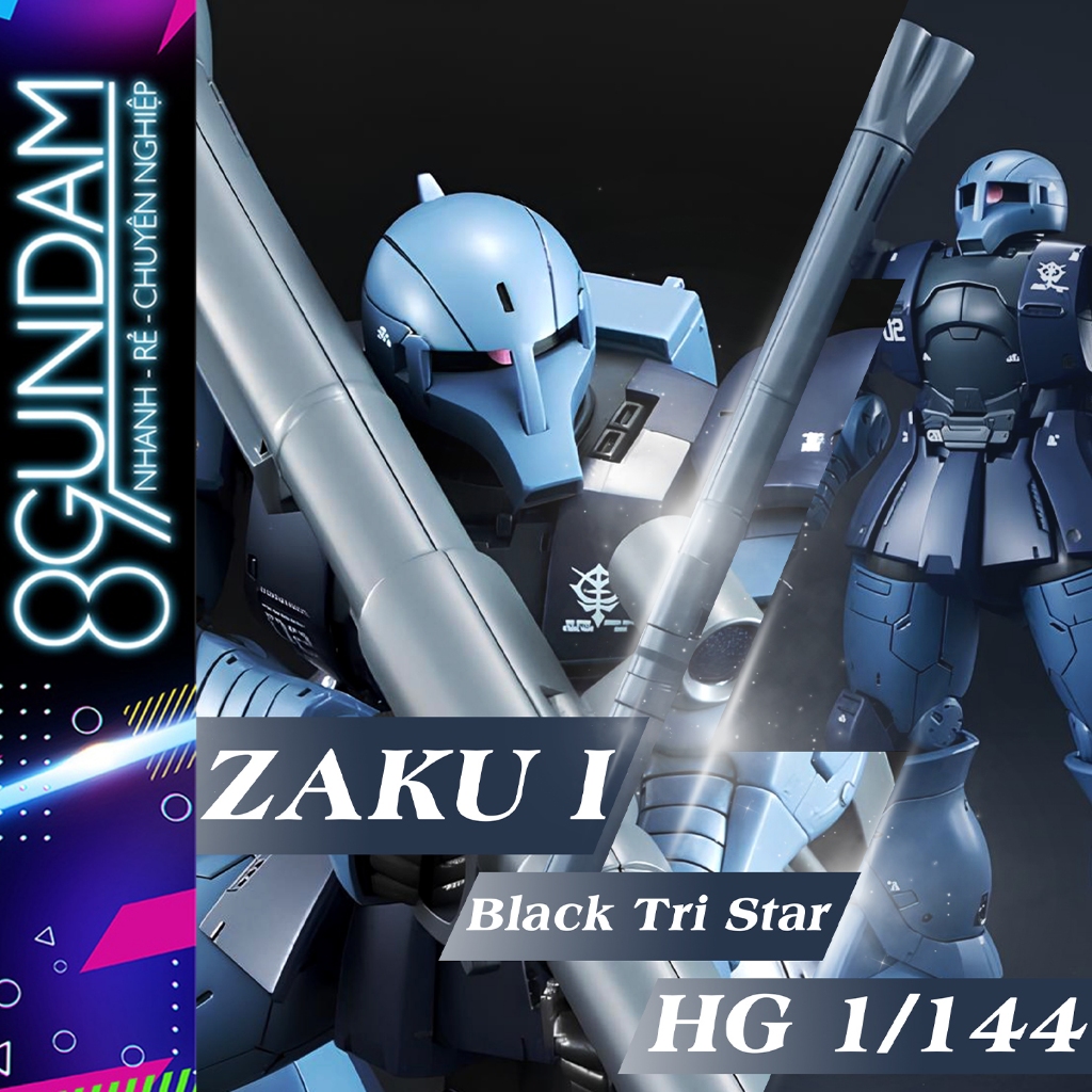 HG Zaku I Black Tri Star Assembly Model (พร้อมฐาน)