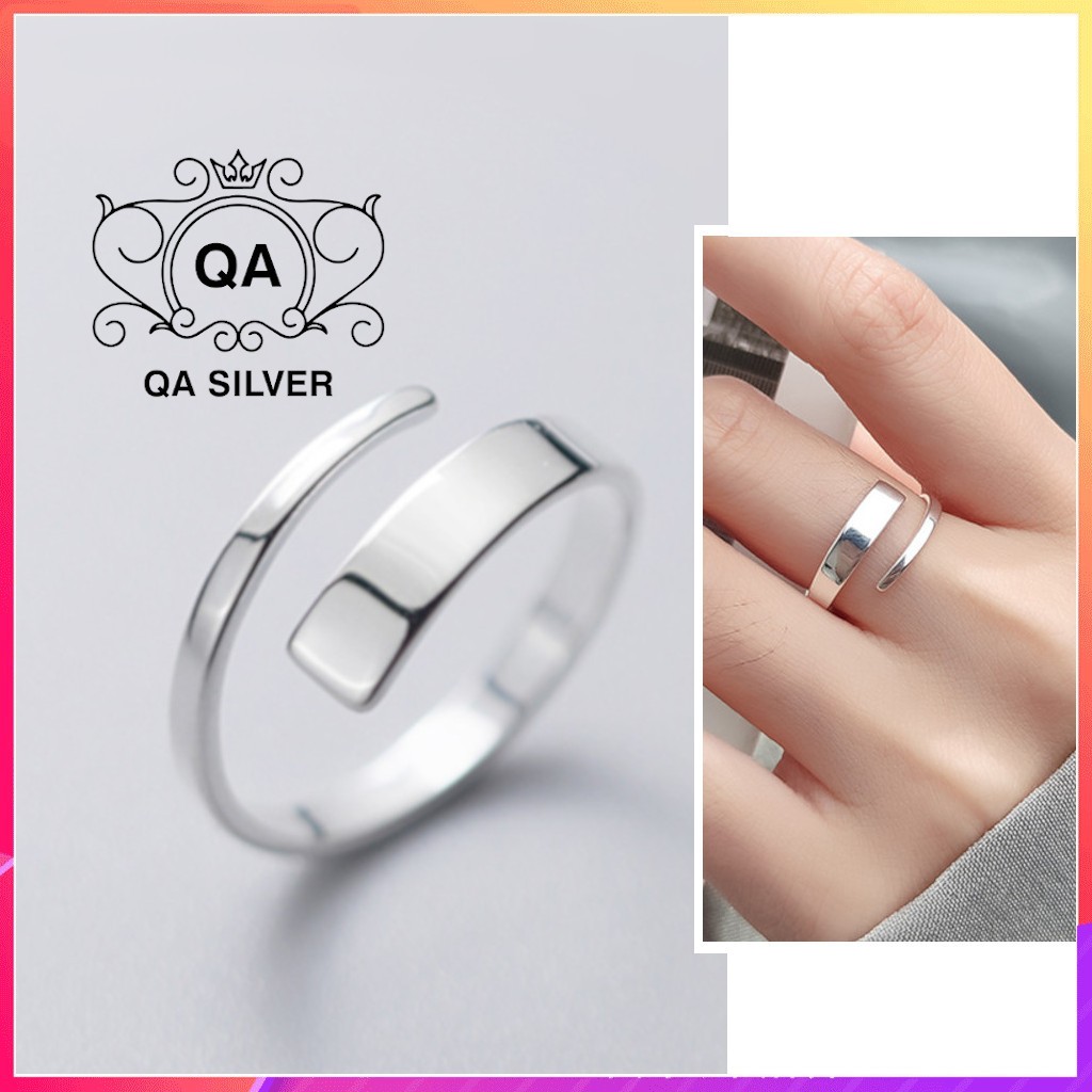 แหวนเงิน 925 สองชั้นเรียบเรียบง่ายของผู้หญิง S925 HELIX QA SILVER Ring RI200804