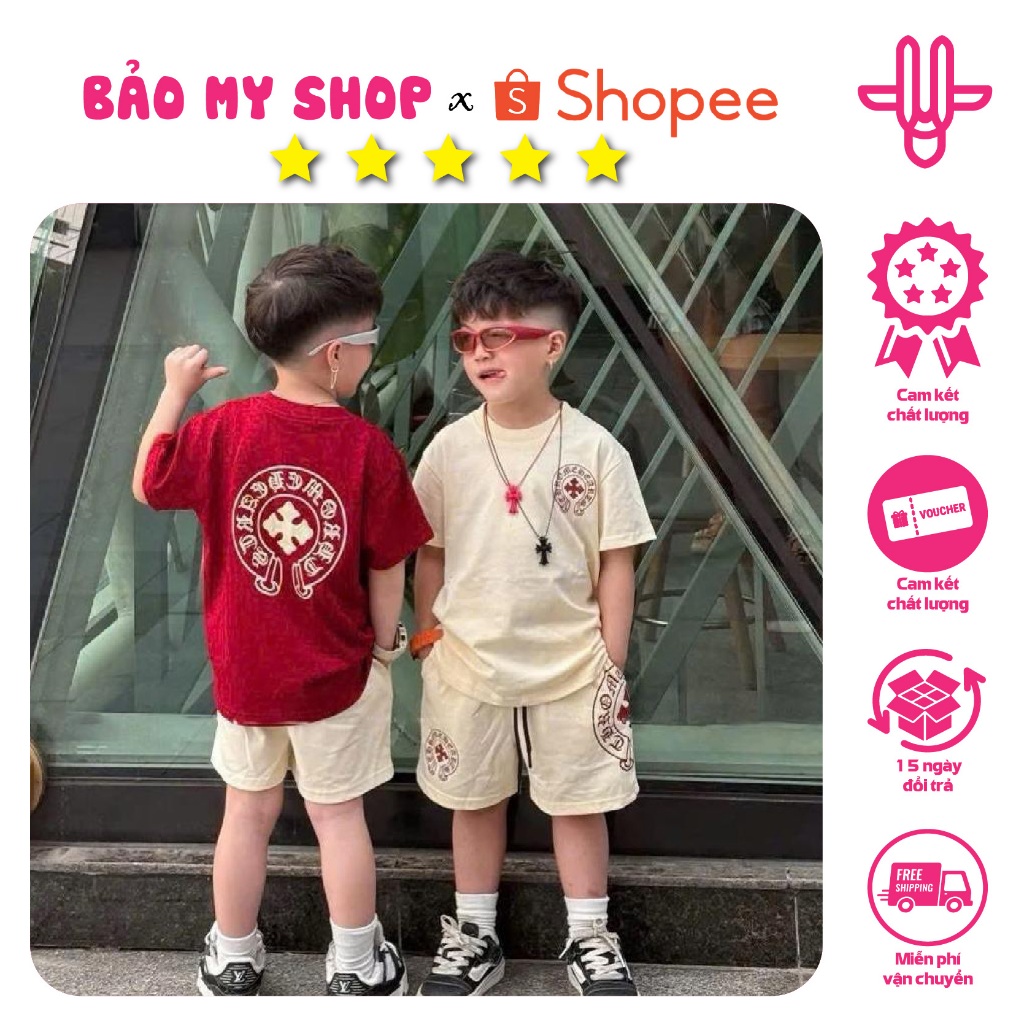 ชุดเสื้อผ้าเด็กผู้ชายพิมพ์ลาย Crome แบบกลม ผ้าคอตตอนยืด 4c เท่ๆ ขนาด 10-63kg Bao My Shop BM34