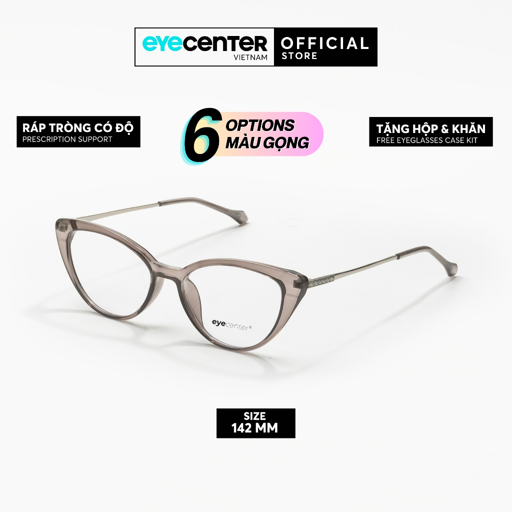 กรอบแว่นตาผู้หญิงแท้ EYECENTER B191S นําเข้าพลาสติกและโลหะ โดย Eye Center Vietnam