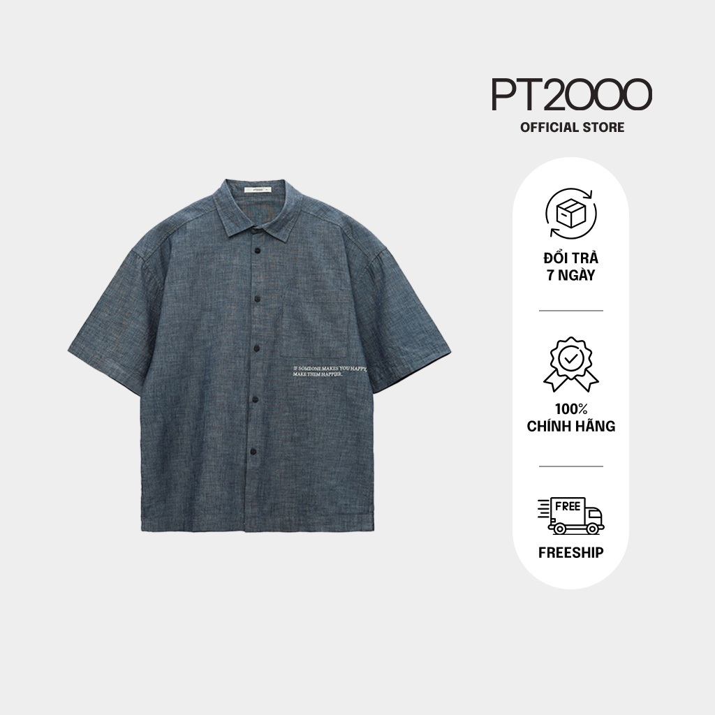 เสื้อเชิ้ตแขนสั้นผู้ชายทรงหลวม PT2000 ผ้าคอตตอนเท่ๆ อ่อนเยาว์ (SMM-N898)