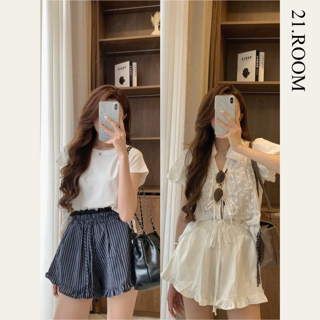 กางเกงขาสั้นลูกไม้หยาบนุ่มสําหรับผู้หญิง21.ห้อง Q509