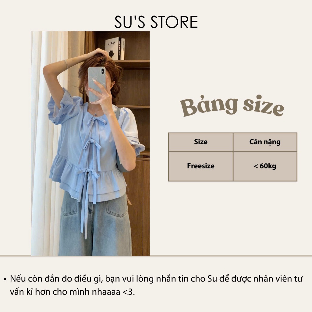 Susstore A3063 เสื้อเชิ้ตจับจีบแฟชั่นสตรี Babydoll Tie-Up - รูปที่ 6