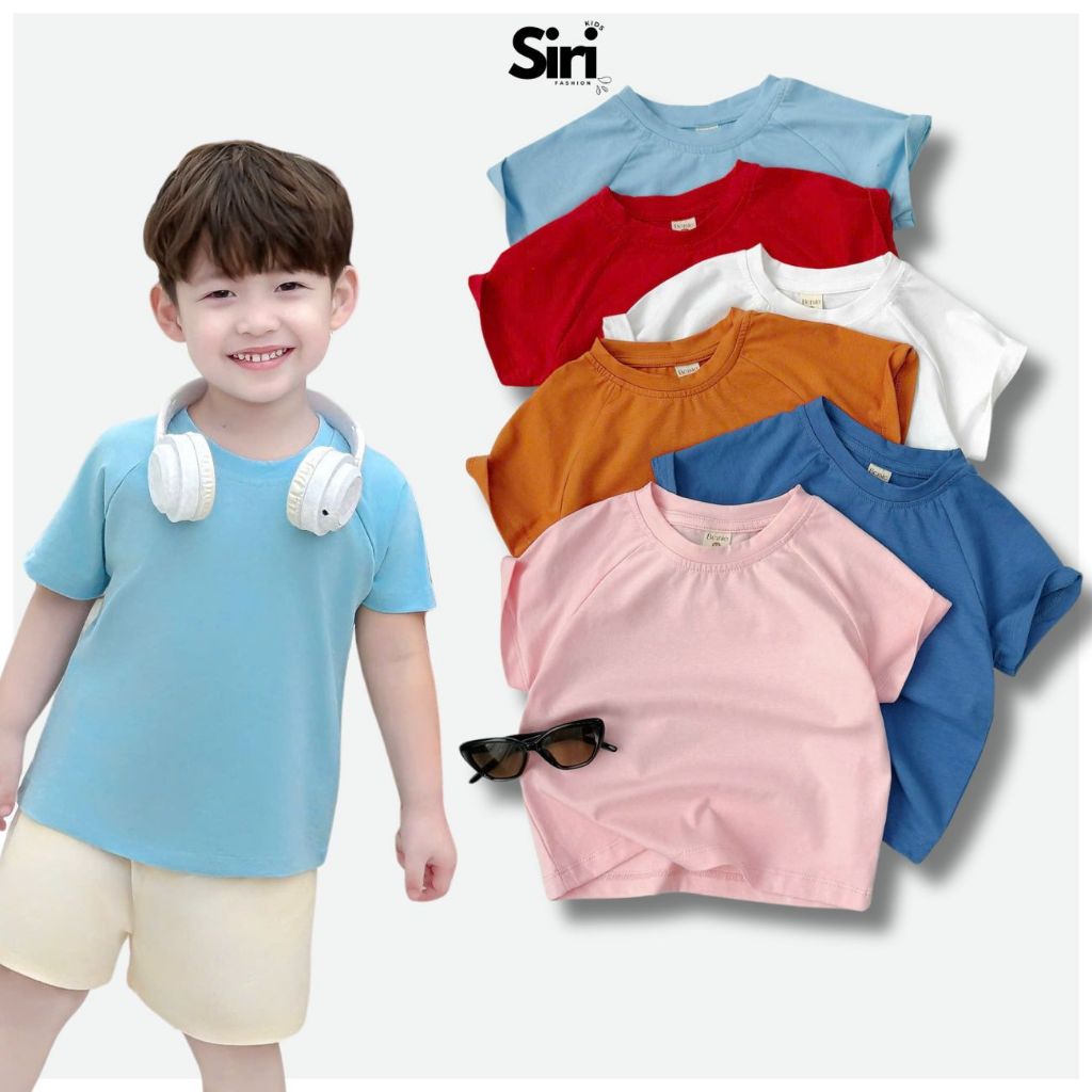 เสื้อยืด Unisex สําหรับเด็กชายและเด็กหญิงแขนแร็พลังหลากสีสําหรับไปโรงเรียนและออกไป 1 ถึง 7T SIRI KID