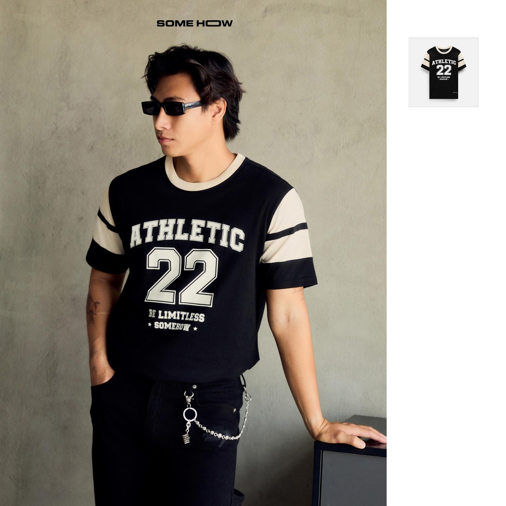 เสื้อยืด Mens Sleeves Athletic No 22 ผ้าคอตตอนใส่สบาย AT0232 SOME HOW STORE