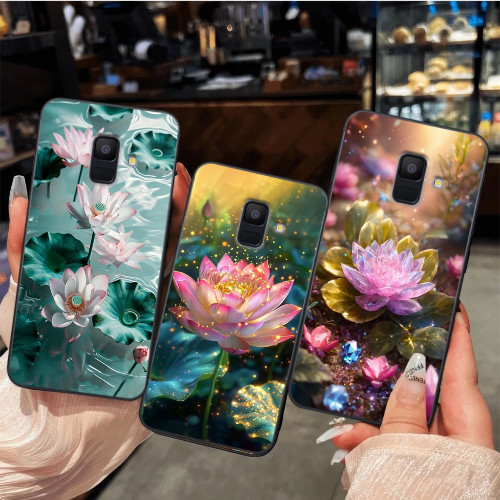 เคส Samsung A6 2018 / A6 Plus / A6+ พิมพ์ลายดอกบัวสวยงาม หรูหรา ราคาถูก