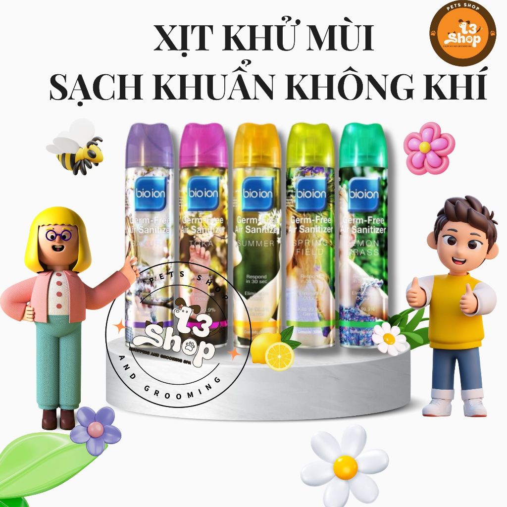 Bioion สเปรย์ดับกลิ่นและฟอกอากาศสําหรับมนุษย์และ PETS - T3 PETS SHOP