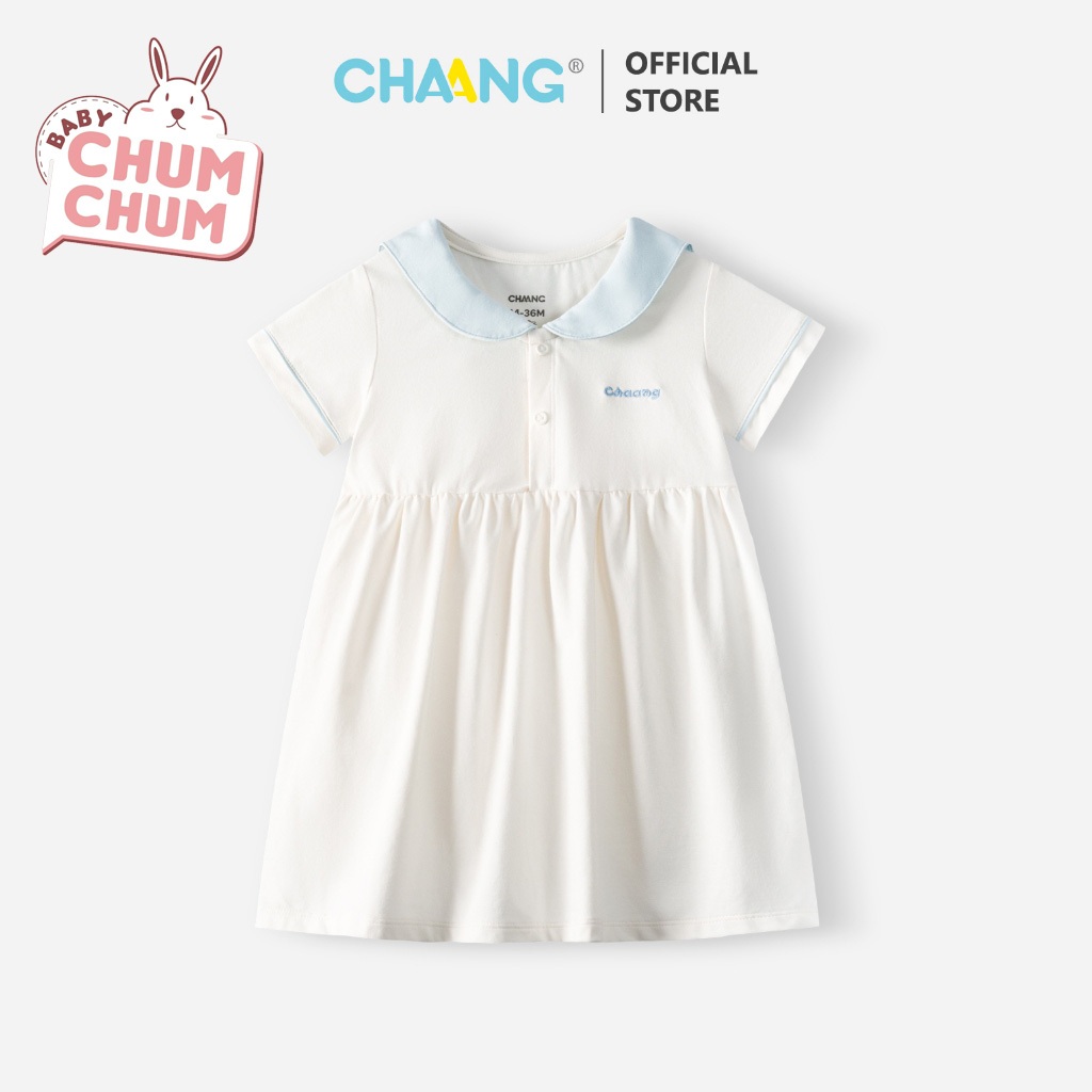 [BABY CHUMCHUM x CHAANG] ชุดเดรสกะลาสีฝนสีน้ําเงินและสีขาวสําหรับเด็กผู้หญิงอายุ 1 ปี - 5 ปี CHAANG 