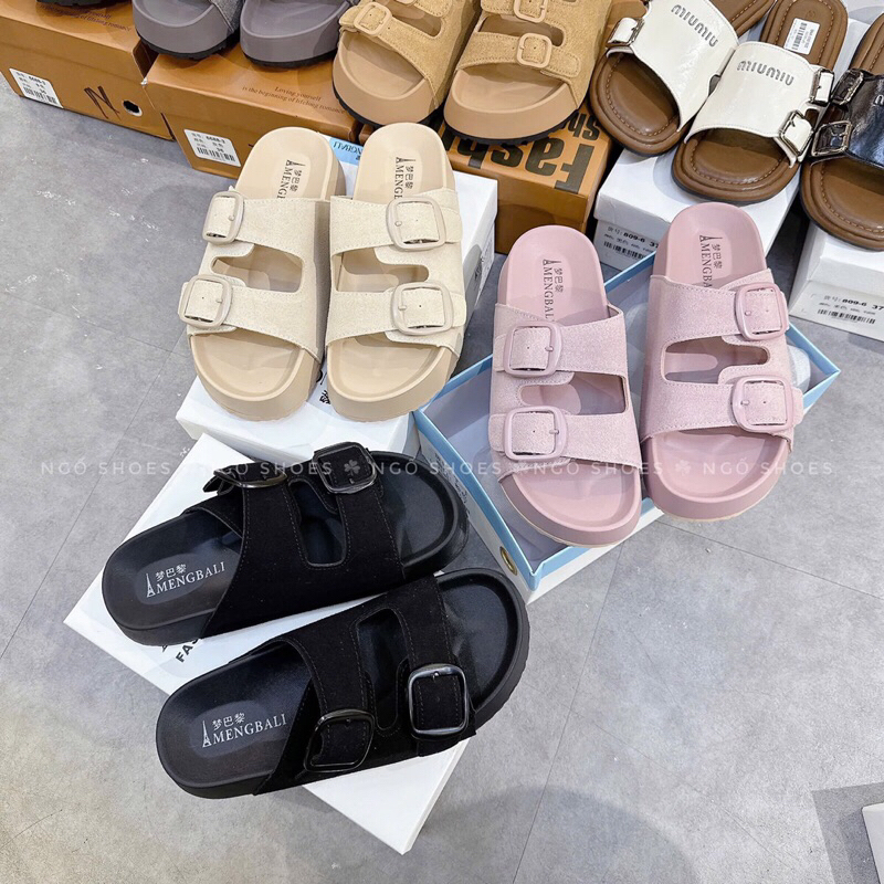 รองเท้าแตะหัวเข็มขัดสักหลาด 2 สาย qc fullboxx ของแท้