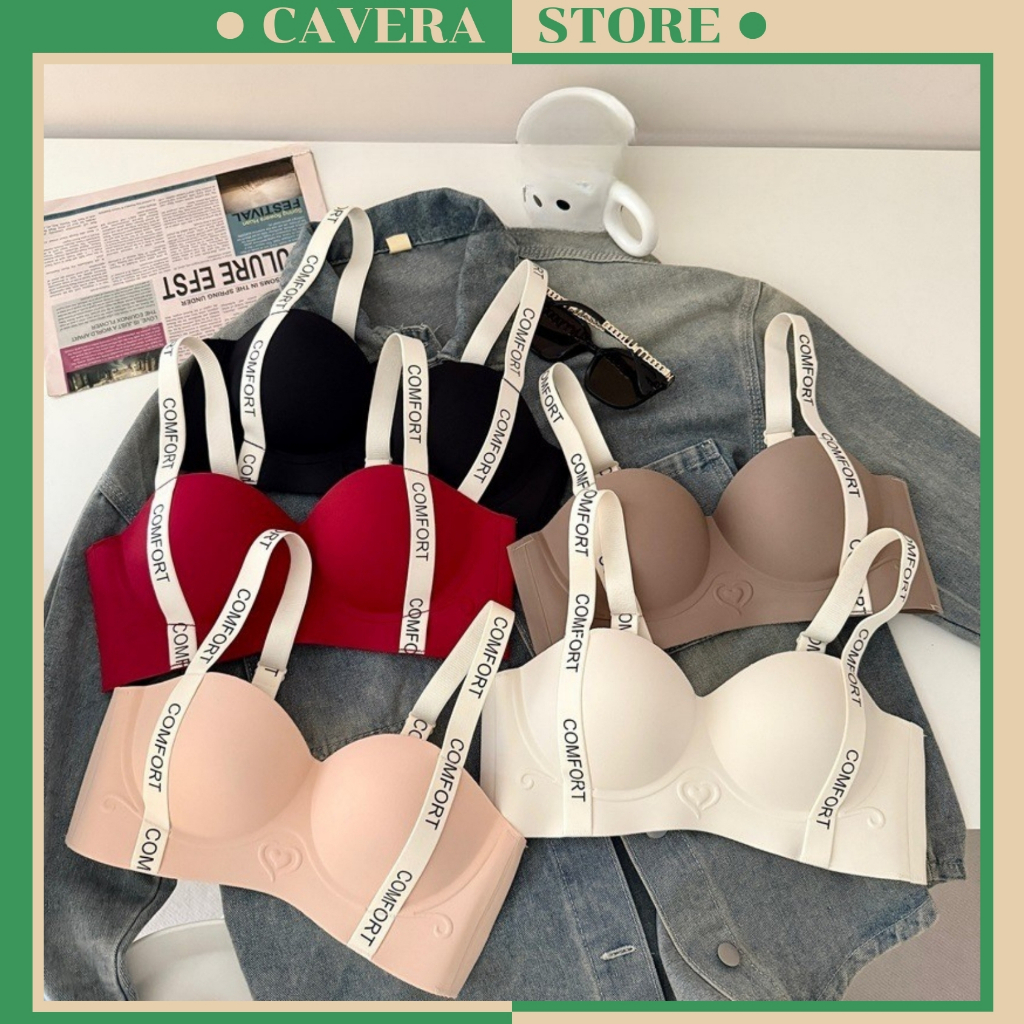Combo 3 ผู้หญิง Strapless Bras พิมพ์ Bra, V1 Breathable Slim Fit Foam Bra CAVERA A.4412