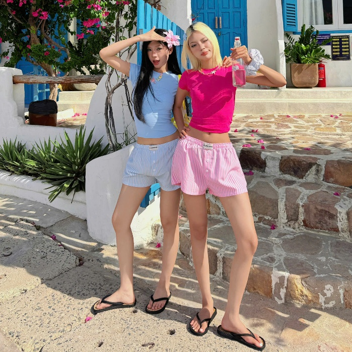 AB HOUSE - กางเกงขาสั้นกระดุมแฟชั่นสําหรับผู้ชายและผู้หญิง