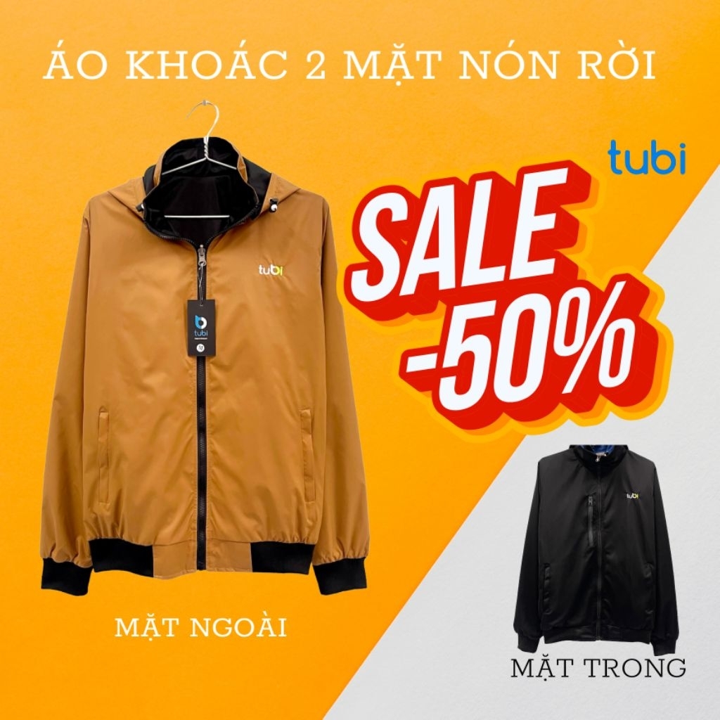(กันน้ํา 2 ด้าน 5 กระเป๋า) Tubi Jacket หมวกถอดได้ หลากสี ผ้าร่มชูชีพ