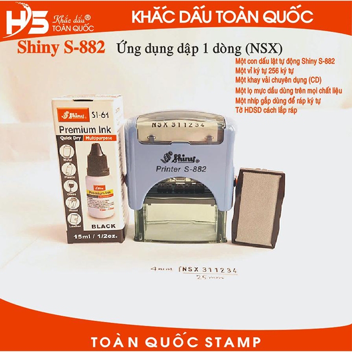 [NSX: DD-MM-YYYY] แสตมป์วันที่ผลิตสําหรับใช้ทุกวัสดุ (รวมตลับหมึกแห้งเร็ว)