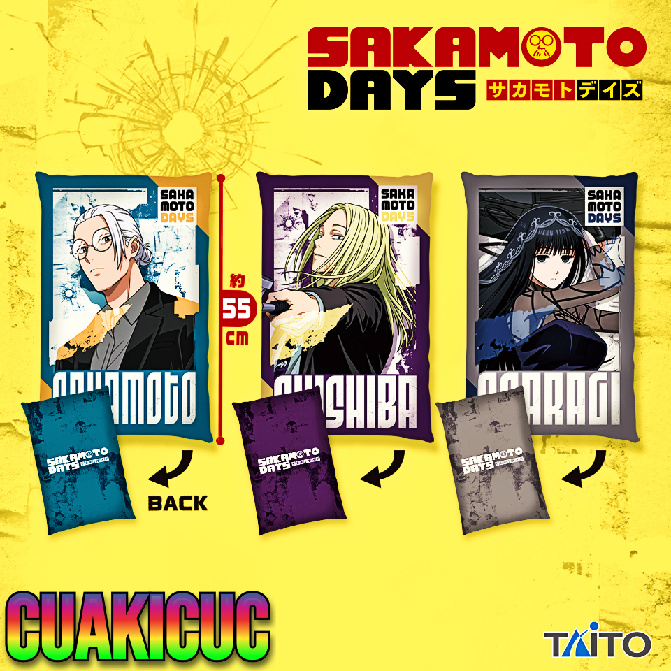 [GENUINE TAITO] Sakamoto/Shishiba/Osaragi Premium Large Pillow/Cushion - Sakamoto Days Big Cushion V