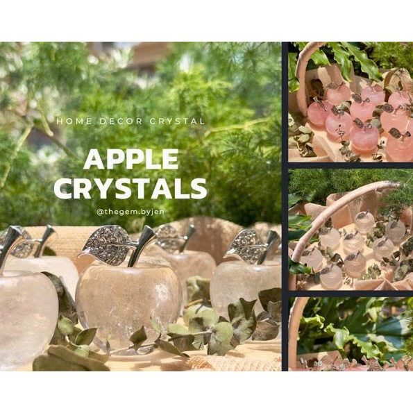 (Rose/Clear Quartz Apple) Rose Quartz Apple & White Quartz Apple 4cm THE GEM BY JEN
