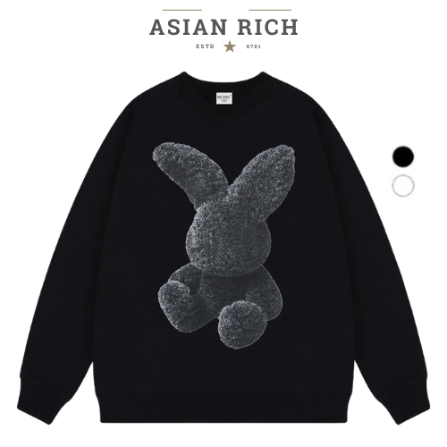 Asian Rich Premium Adlvv Black Fuzzy Rabbit Sweater