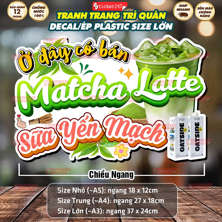 Decal Matcha Latte Oat Milk สติ๊กเกอร์กันน้ํา/พลาสติก Matcha Oatside Oat Milk สติกเกอร์/แขวนรถเข็นเด