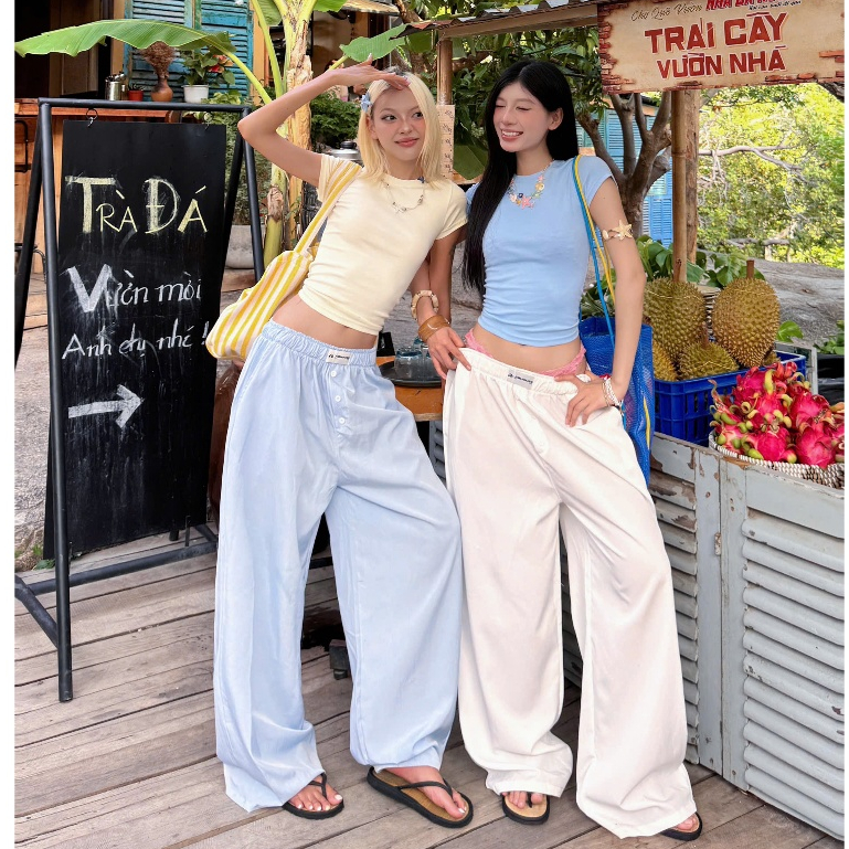 AB HOUSE - กางเกงขายาวติดกระดุมแฟชั่นสําหรับผู้ชายและผู้หญิง