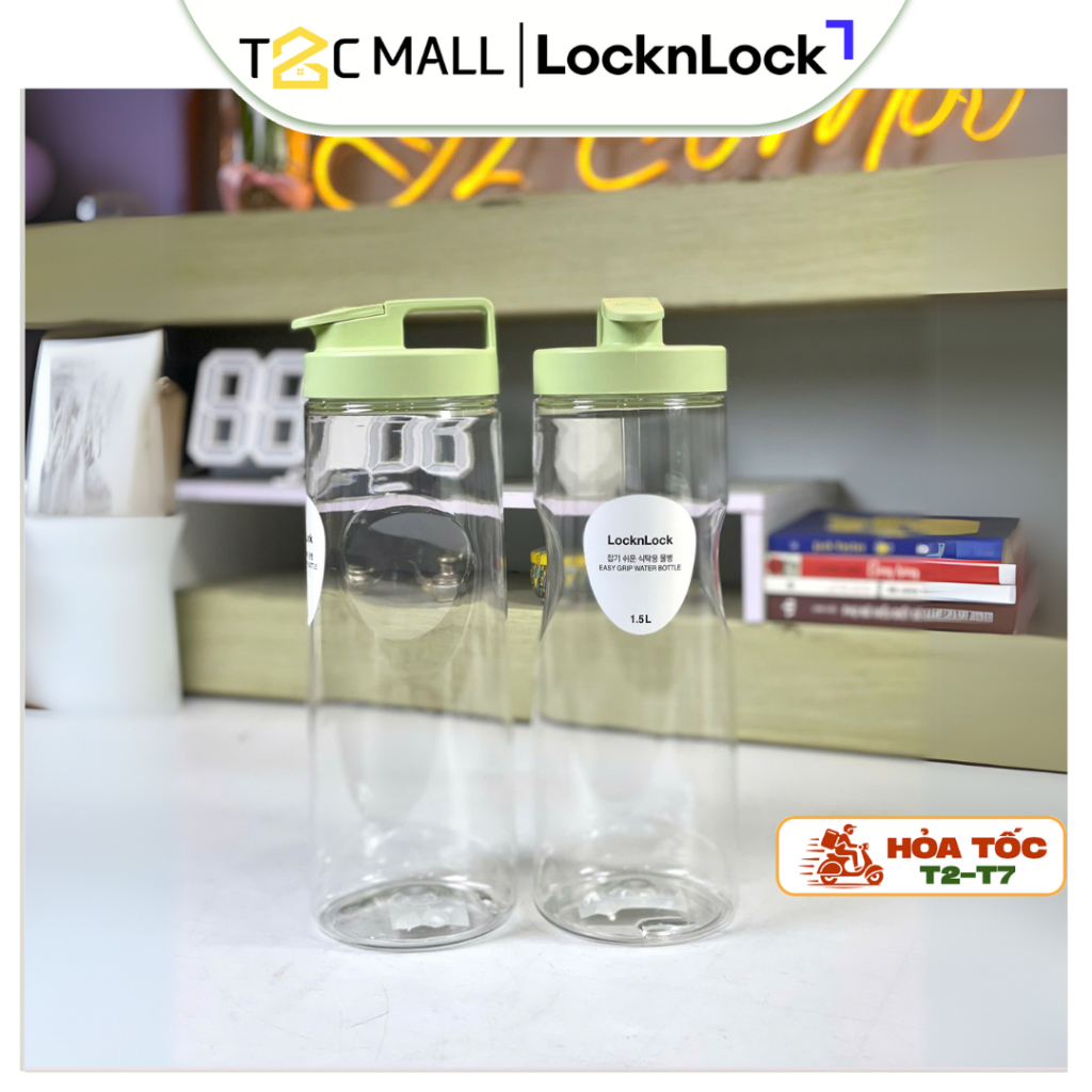 LocknLock ขวดน้ํา 1.5L น่ารักสีเขียวปลอดภัยขวดน้ําพลาสติกขนาดใหญ่ HAP814LGRN T2C Mall