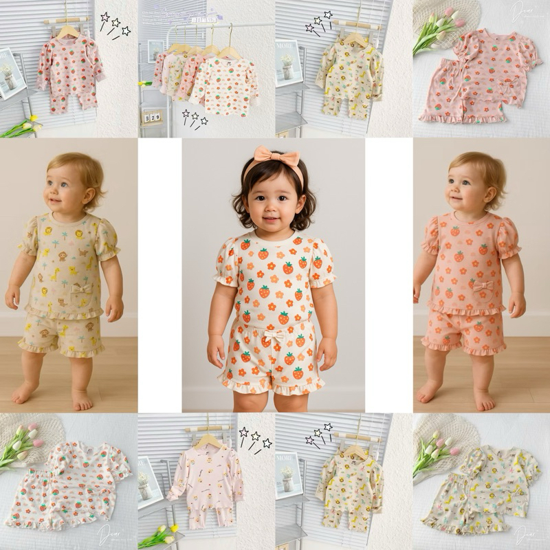 (2-7y) ชุดผ้าฝ้าย HM แขนยาวจากผ้า surplus 3 สีสําหรับเด็กผู้หญิง c6269 C6029