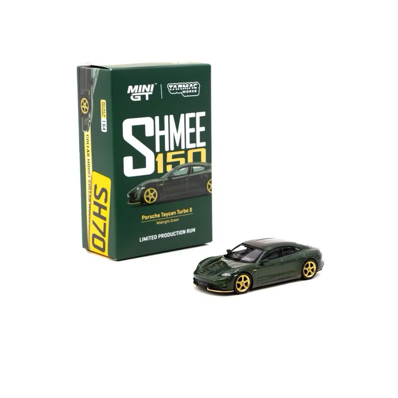 ของแท้ Porsche Tayan Turbo S SHMEE150 สีเขียวเที่ยงคืน LIMITED PRODUCTS รุ่น MiniGT x Tarmac Works 1