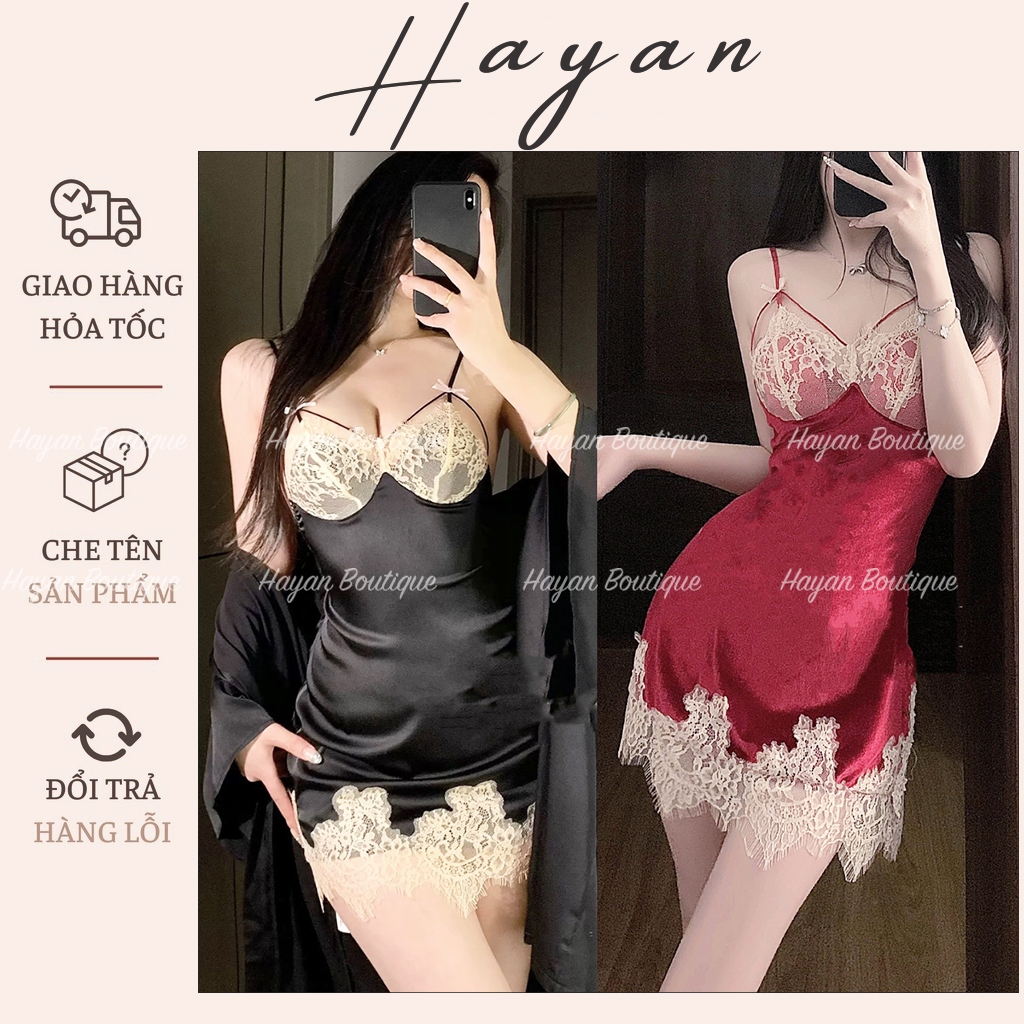 HT59a ชุดนอนเซ็กซี่ v1 ลูกไม้พร้อม PADDING ชุดนอนผ้าไหมไหลเซ็กซี่ HT59a