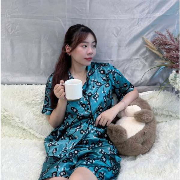 Basic Non-Silk Pajama Set Teal Blossom– Mais Closet