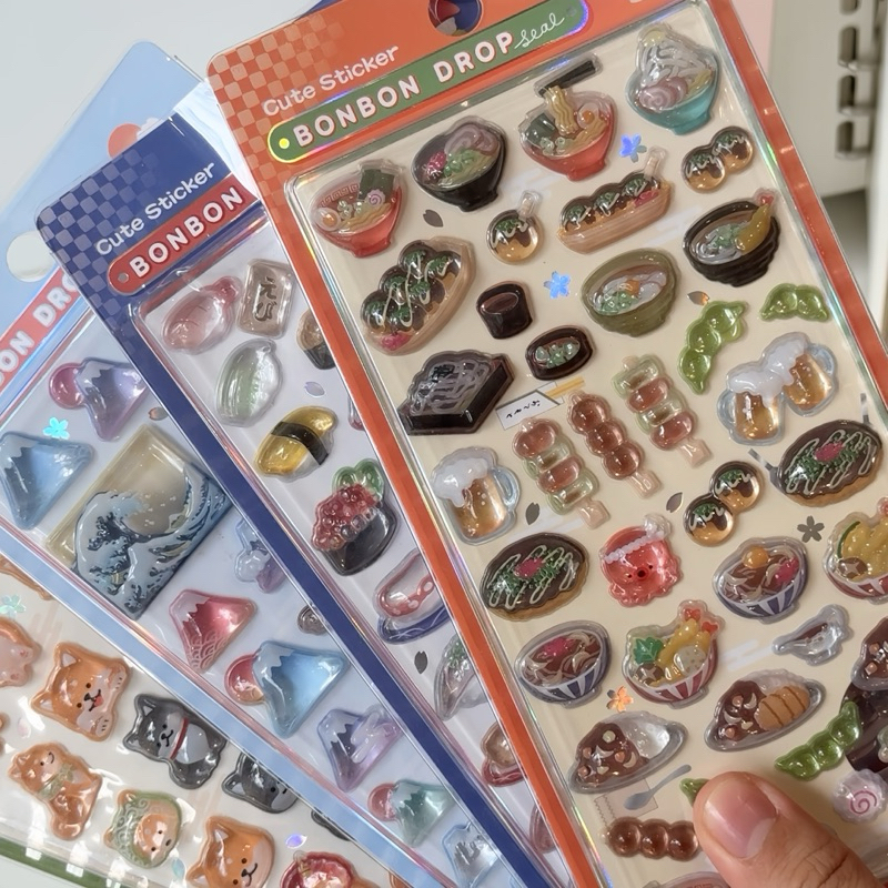 สติ๊กเกอร์ - แผ่นสติ๊กเกอร์ลายนูน Glitter BONBON DROP 3D