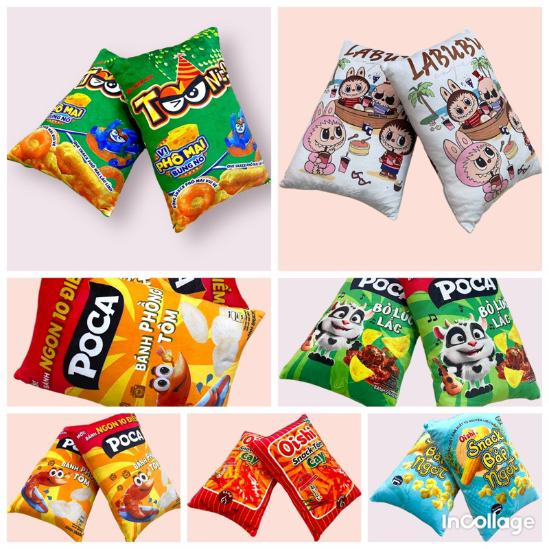 (1 ผลิตภัณฑ์)หมอน 3 มิติพิมพ์ลาย Snack Cake - บะหมี่กึ่งสําเร็จรูประดับพรีเมียม ขนาดใหญ่ 45 ซม. Made
